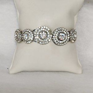 Vintage Crystal Silver Cuff Bracelett